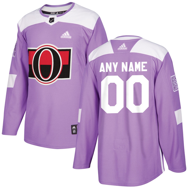 Men's Ottawa Senators Purple Adidas Hockey Fights Cancer Custom Practice Jersey
