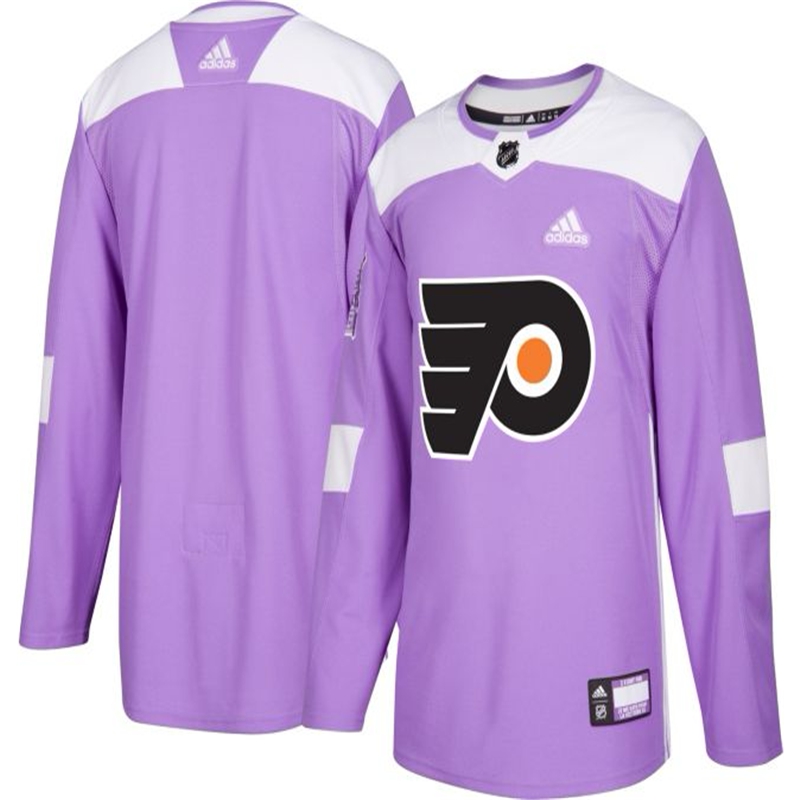 Men's Philadelphia Flyers Purple Adidas Hockey Fights Cancer Custom Practice Jersey