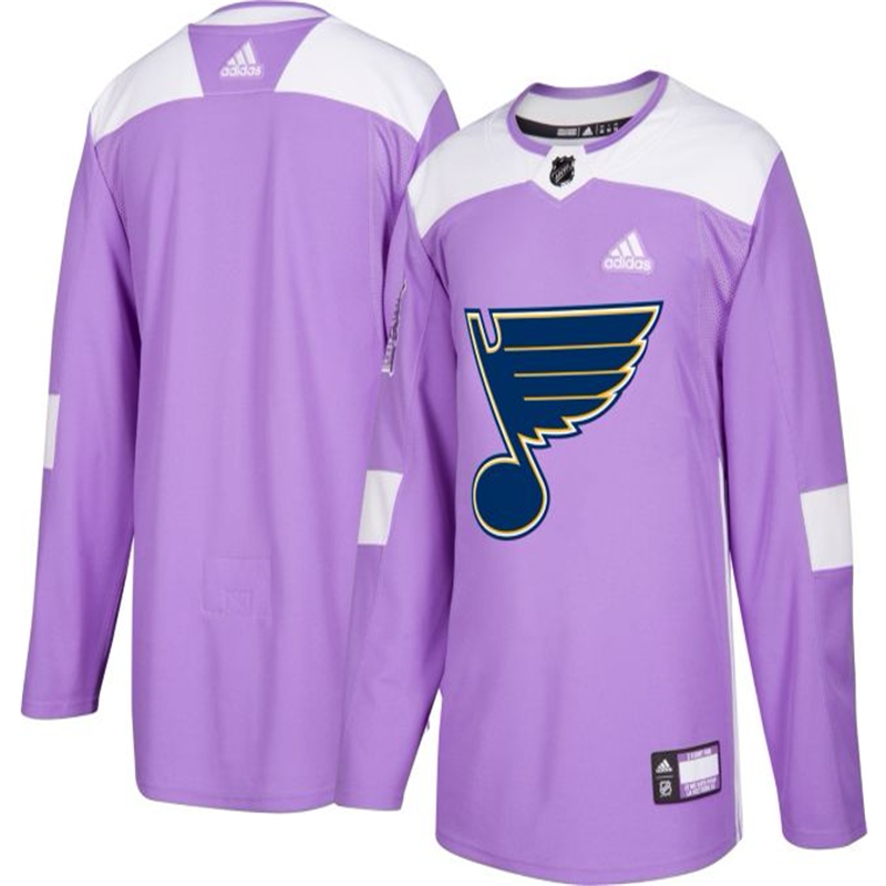 Men's St. Louis Blues Purple Adidas Hockey Fights Cancer Custom Practice Jersey