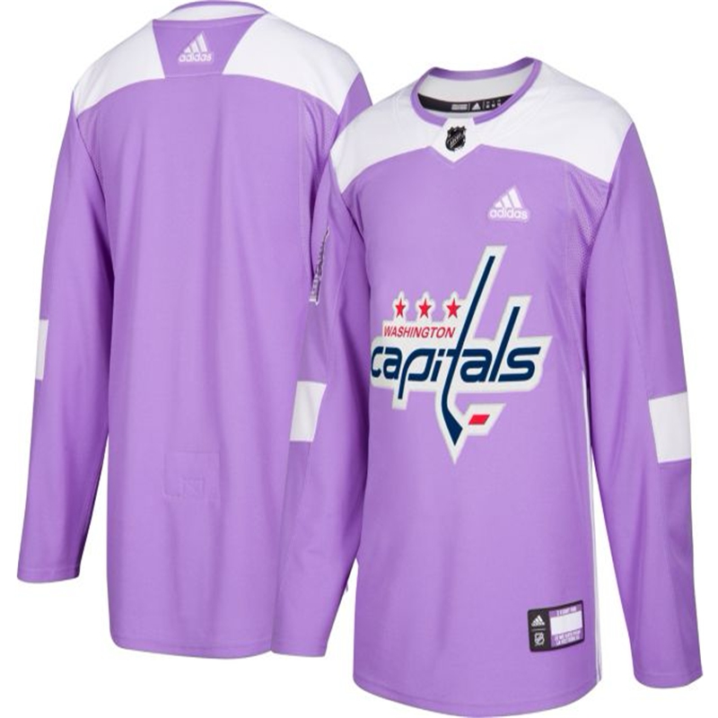 Men's Washington Capitals Purple Adidas Hockey Fights Cancer Custom Practice Jersey - Click Image to Close