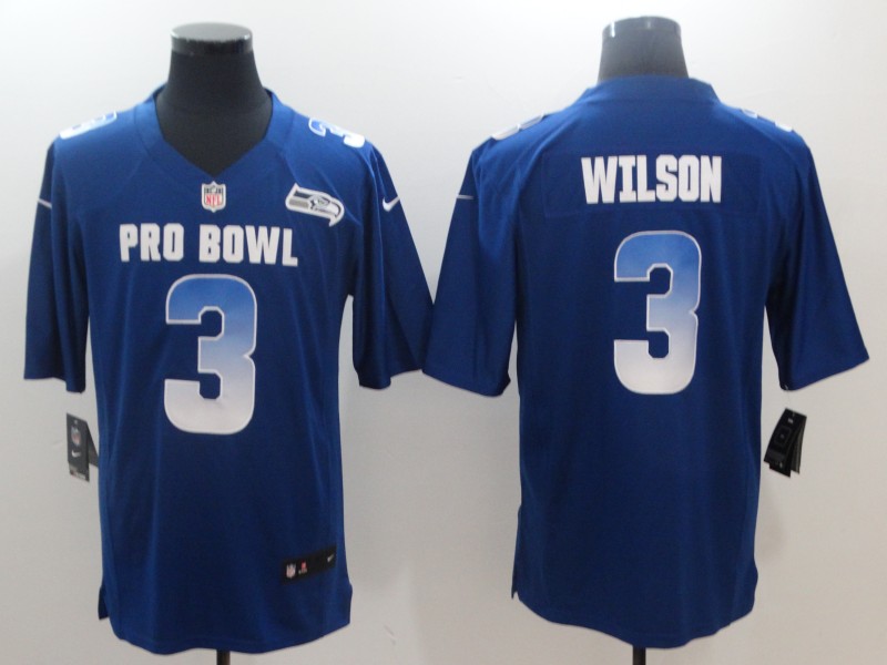Nike NFC Seahawks 3 Russell Wilson Royal 2018 Pro Bowl Game Jersey