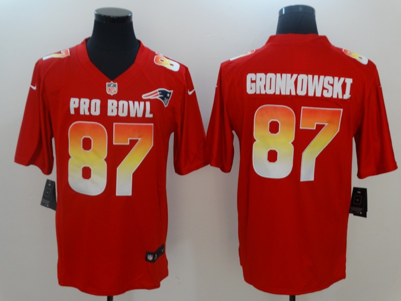 Nike AFC Patriots 87 Rob Gronkowski Red 2018 Pro Bowl Game Jersey