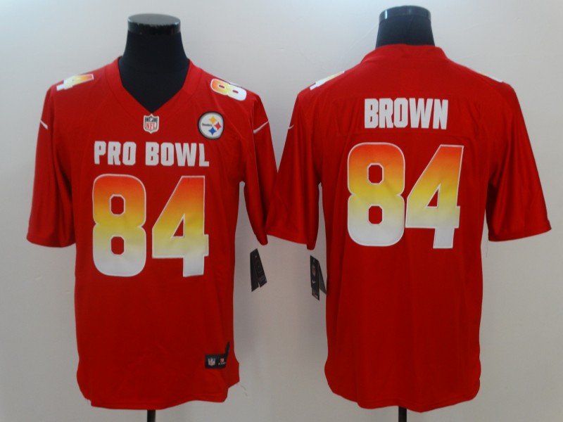 Nike AFC Steelers 84 Antonio Brown Red 2018 Pro Bowl Game Jersey