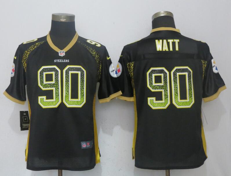Nike Steelers 90 T.J. Watt Black Women Drift Fashion Jersey