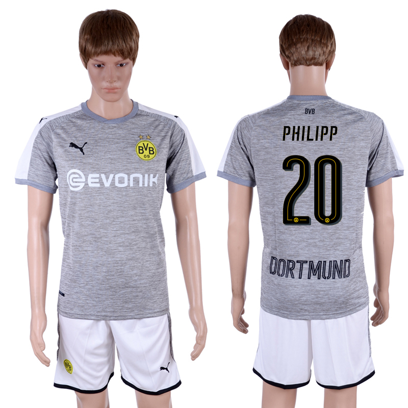 2017-18 Dortmund 20 PHILIPP Third Away Soccer Jersey