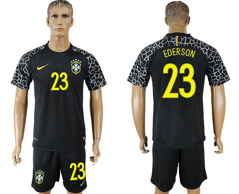 Brazil 23 EDERSON Black Goalkeeper 2018 FIFA World Cup Soccer Jersey - Click Image to Close