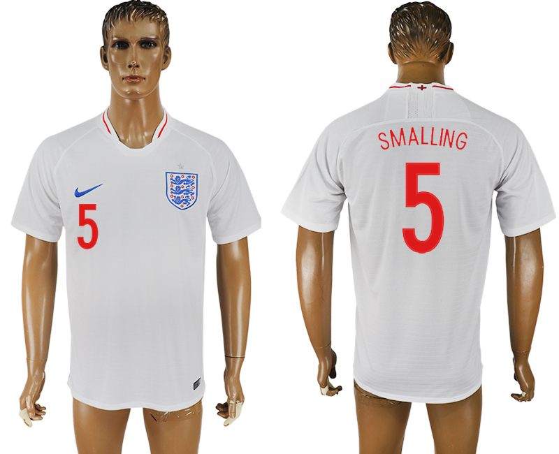 England 5 SMALLING Home 2018 FIFA World Cup Thailand Soccer Jersey - Click Image to Close