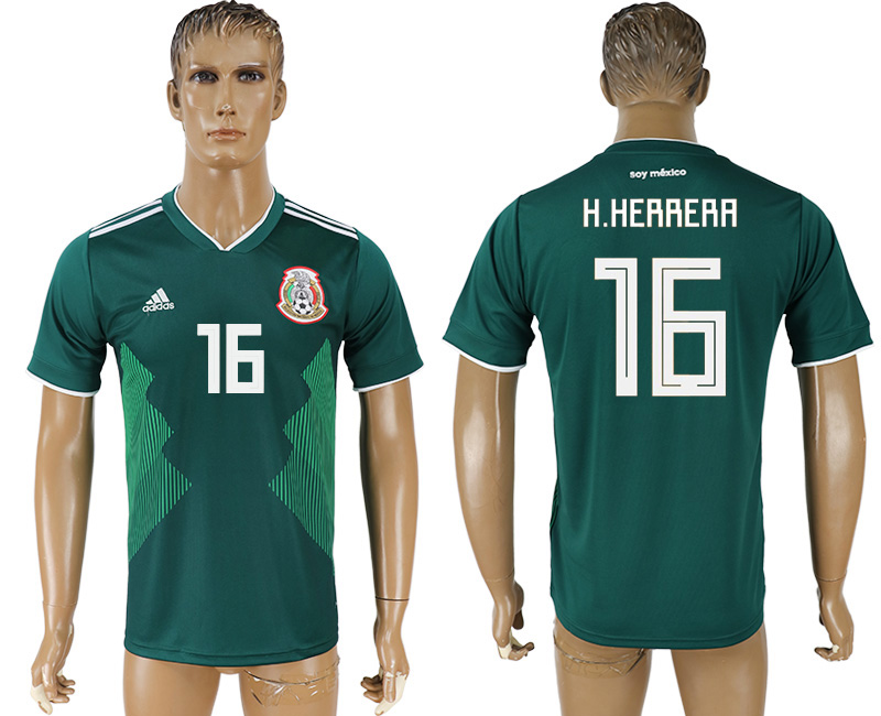 Mexico 16 H. HERRERA Home 2018 FIFA World Cup Thailand Soccer Jersey - Click Image to Close