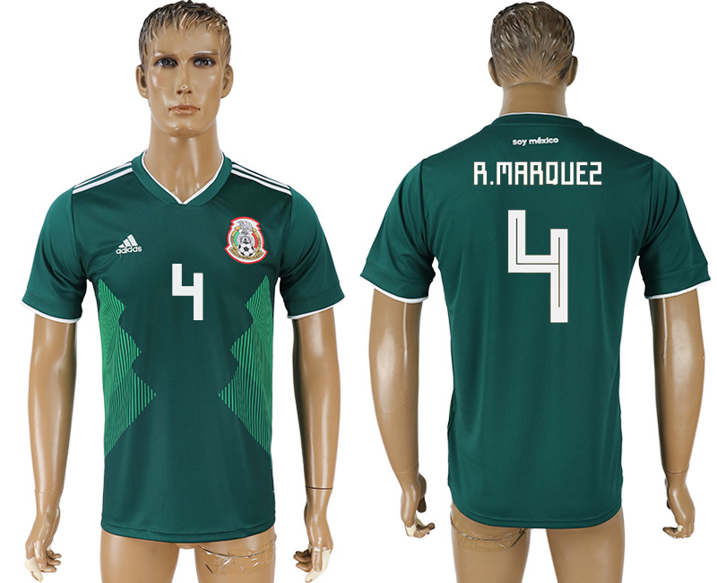 Mexico 4 R.MARQUEZ Home 2018 FIFA World Cup Thailand Soccer Jersey - Click Image to Close