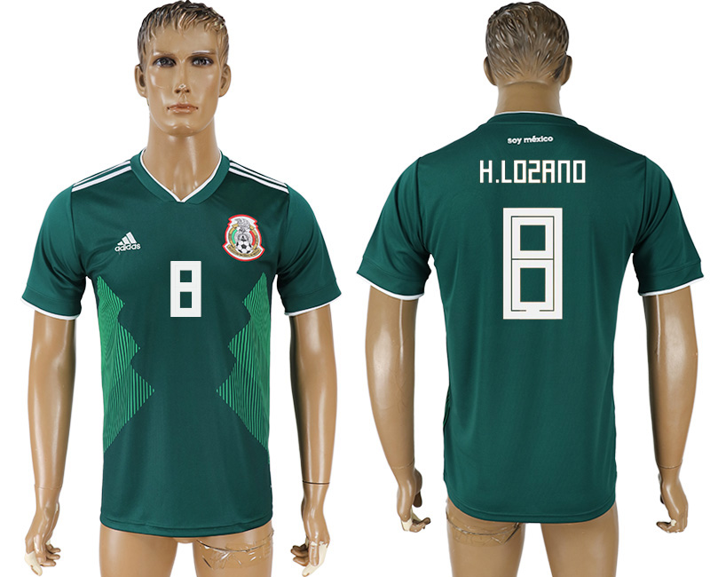 Mexico 8 H. LOSRNO Home 2018 FIFA World Cup Thailand Soccer Jersey