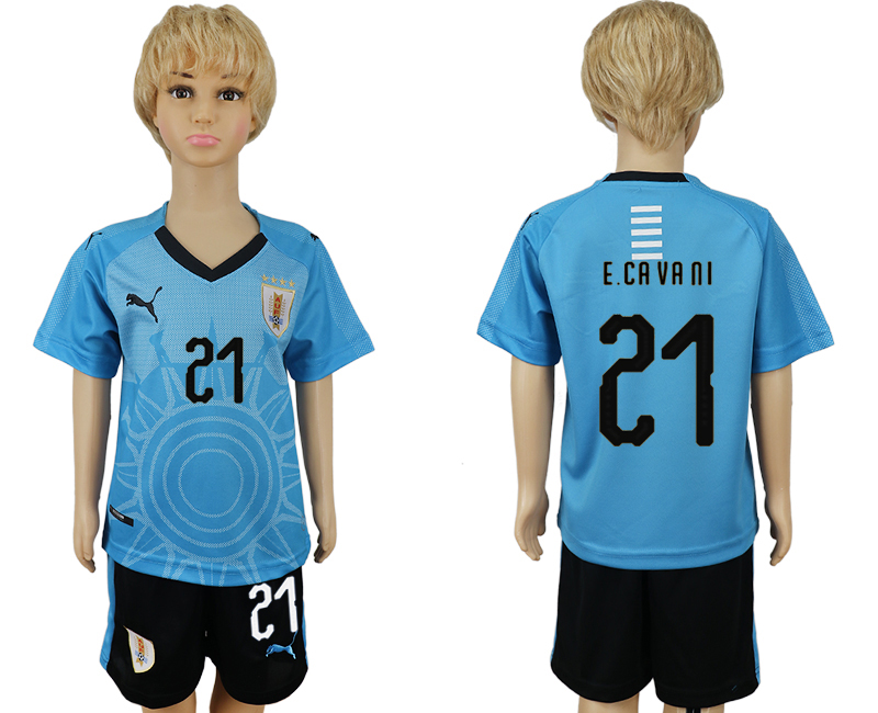 Uruguay 21 E. CAVANI Home Youth 2018 FIFA World Cup Soccer Jersey - Click Image to Close