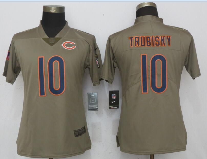Nike Bears 10 Mitchell Trubisky Olive Women Salute To Service Limited Jersey