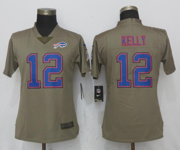 Nike Bills 12 Jim Kelly Olive Women Salute To Service Limited Jersey