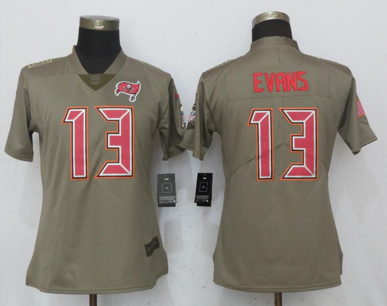 Nike Buccaneers 13 Mike Evans Olive Women Salute To Service Limited Jersey
