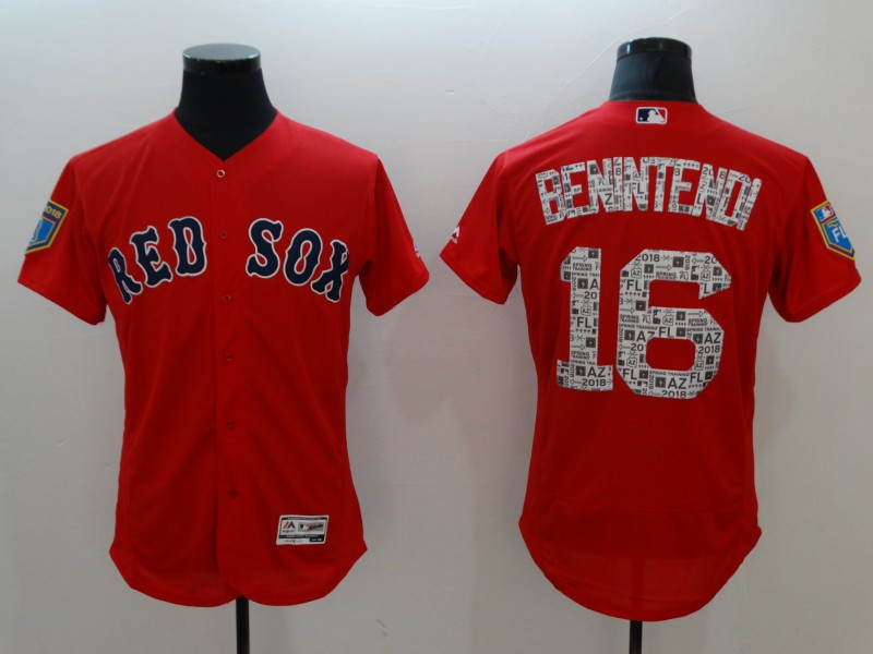 Red Sox 16 Andrew Benintendi Red 2018 Spring Training Flexbase Jersey - Click Image to Close