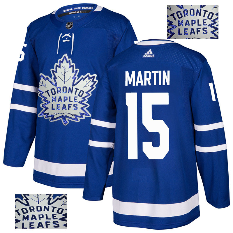 Maple Leafs 15 Matt Martin Blue Glittery Edition Adidas Jersey
