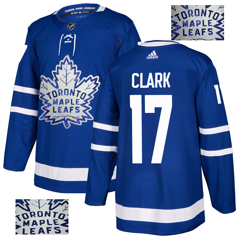 Maple Leafs 17 Wendel Clark Blue Glittery Edition Adidas Jersey