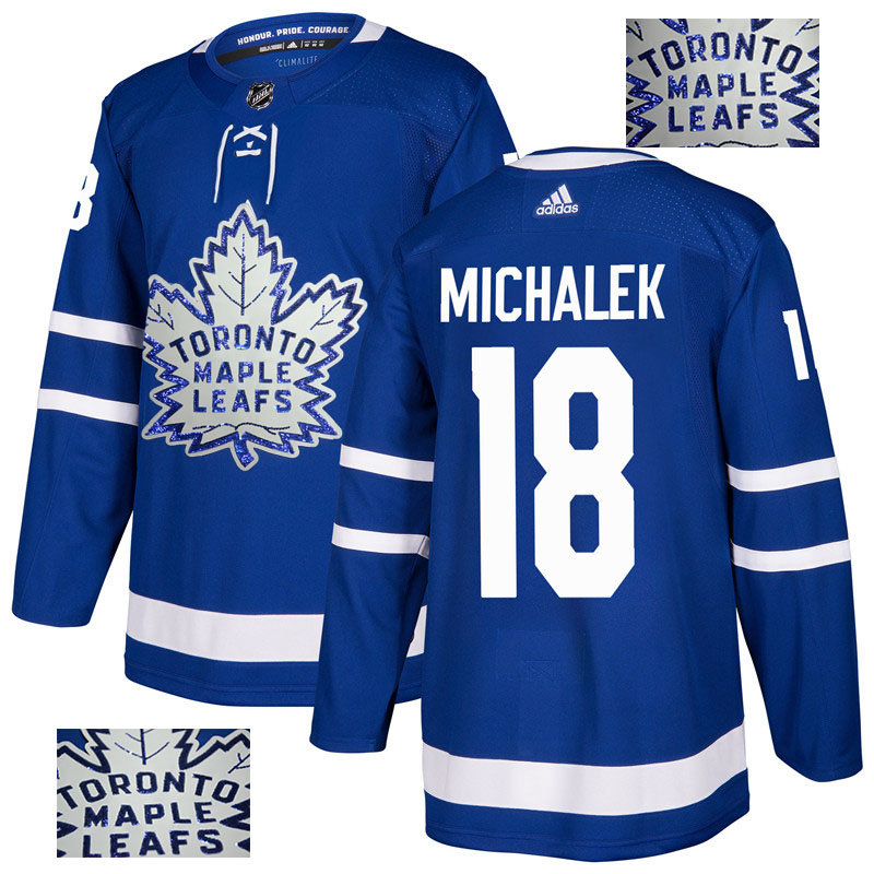 Maple Leafs 18 Milan Michalek Blue Glittery Edition Adidas Jersey