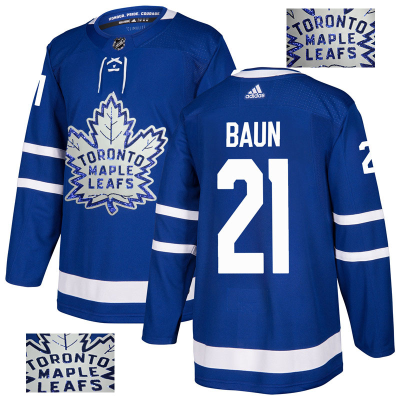 Maple Leafs 21 Bobby Baun Blue Glittery Edition Adidas Jersey