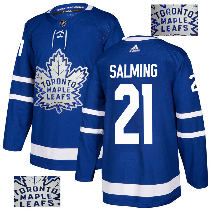 Maple Leafs 21 Borje Salming Blue Glittery Edition Adidas Jersey