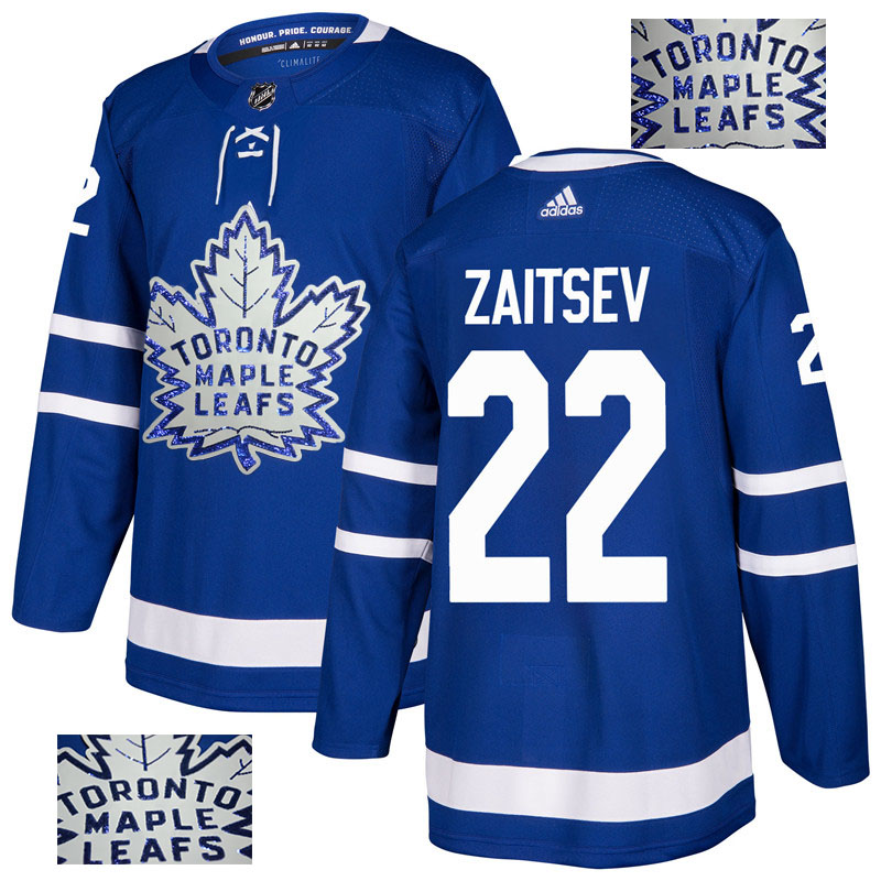 Maple Leafs 22 Nikita Zaitsev Blue Glittery Edition Adidas Jersey