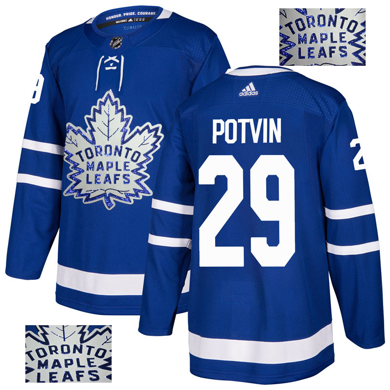Maple Leafs 29 Felix Potvin Blue Glittery Edition Adidas Jersey