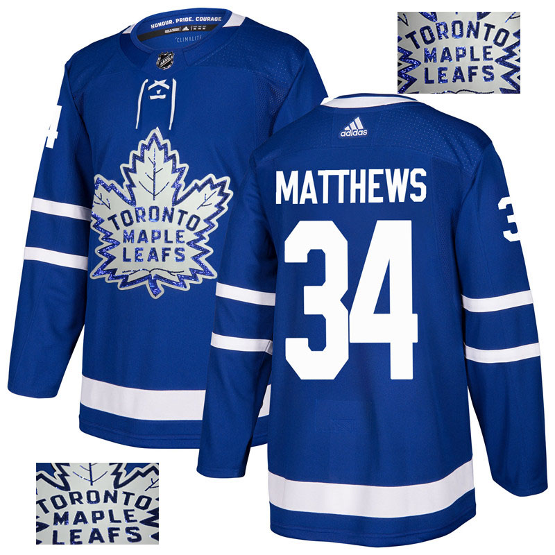 Maple Leafs 34 Auston Matthews Blue Glittery Edition Adidas Jersey