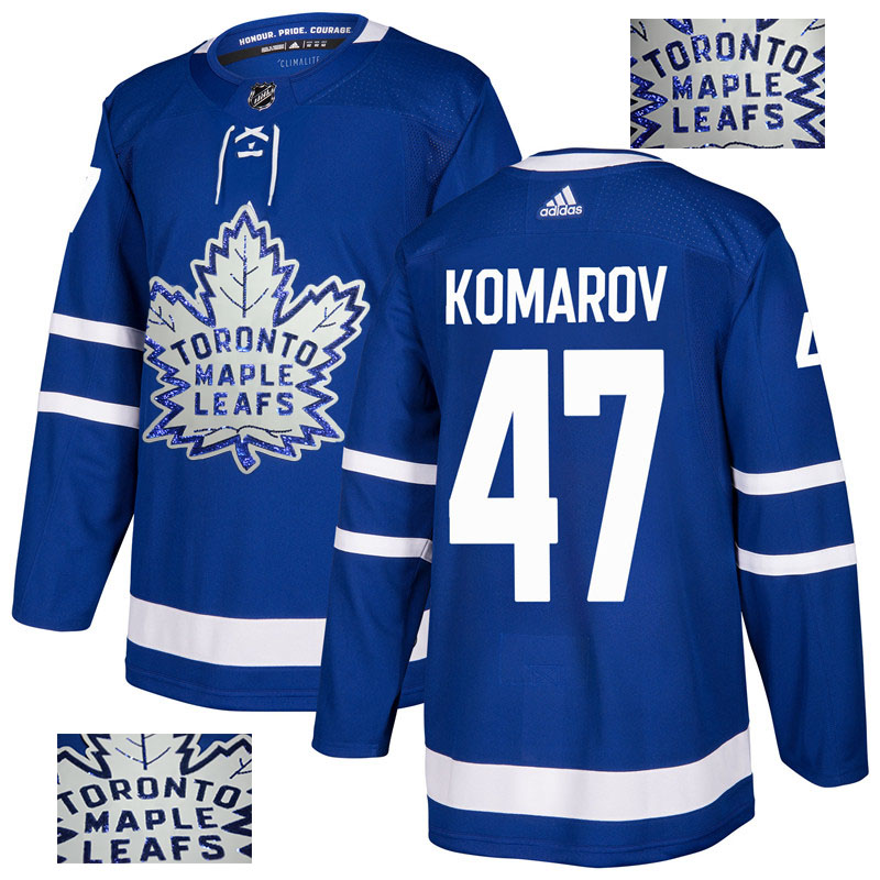 Maple Leafs 47 Leo Komarov Blue Glittery Edition Adidas Jersey