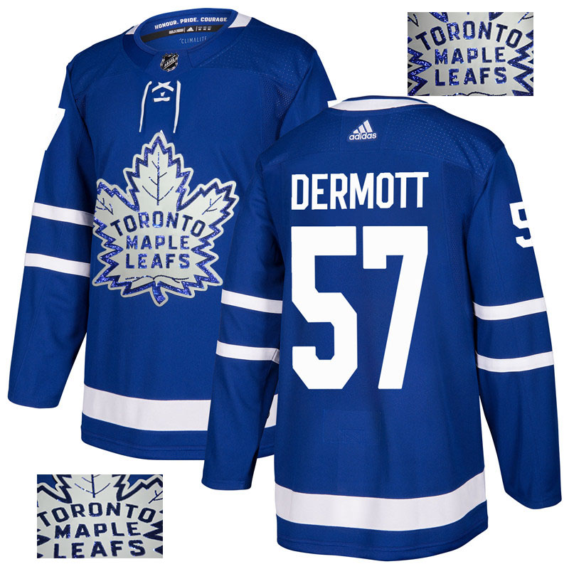 Maple Leafs 57 Travis Dermott Blue Glittery Edition Adidas Jersey