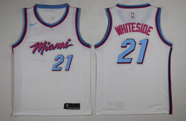 Heat 21 Hassan Whiteside White City Edition Nike Swingman Jersey - Click Image to Close