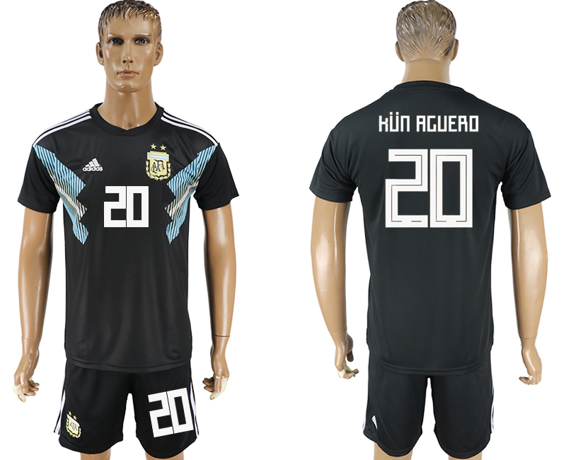 Argentina 20 HUN AGUERO Away 2018 FIFA World Cup Soccer Jersey