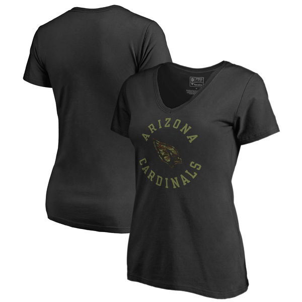 Arizona Cardinals NFL Pro Line by Fanatics Branded Women's Camo Collection Liberty Plus Size V Neck T-Shirt Black