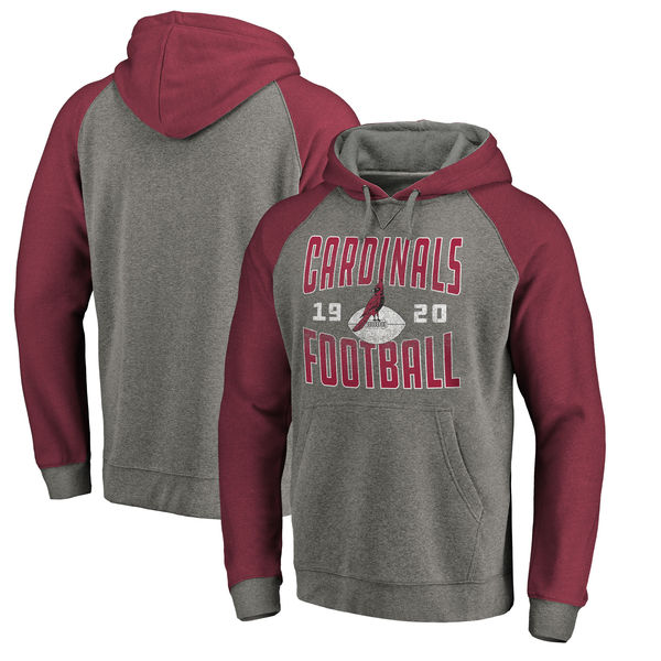 Arizona Cardinals NFL Pro Line by Fanatics Branded Timeless Collection Antique Stack Tri-Blend Raglan Pullover Hoodie Ash