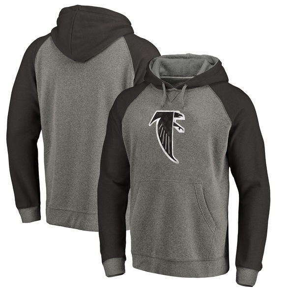 Atlanta Falcons NFL Pro Line by Fanatics Branded Throwback Logo Tri-Blend Raglan Pullover Hoodie Gray/Black