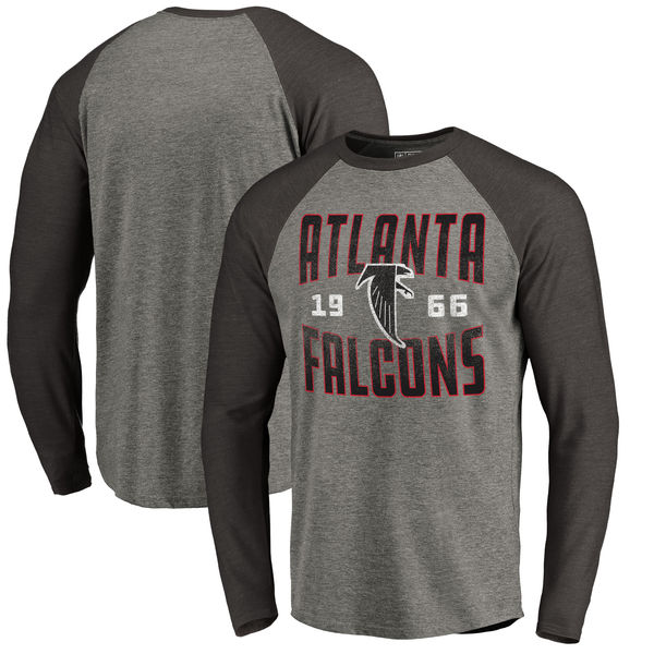 Atlanta Falcons NFL Pro Line by Fanatics Branded Timeless Collection Antique Stack Long Sleeve Tri-Blend Raglan T-Shirt Ash