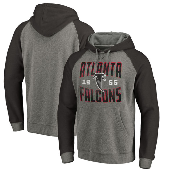 Atlanta Falcons NFL Pro Line by Fanatics Branded Timeless Collection Antique Stack Tri-Blend Raglan Pullover Hoodie Ash