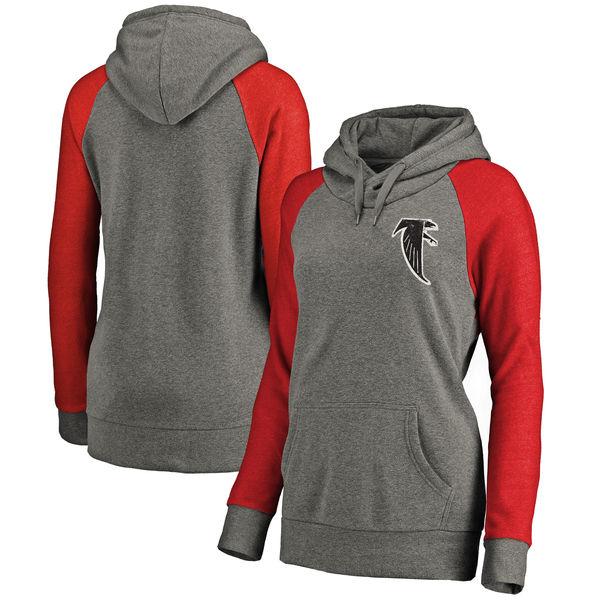 Atlanta Falcons NFL Pro Line by Fanatics Branded Women's Plus Sizes Vintage Lounge Pullover Hoodie Heathered Gray - Click Image to Close
