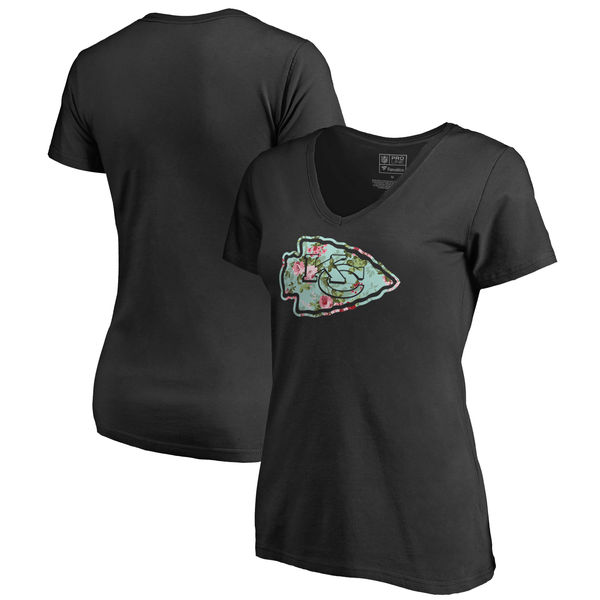 Kansas City Chiefs NFL Pro Line by Fanatics Branded Women's Lovely Plus Size V Neck T-Shirt Black
