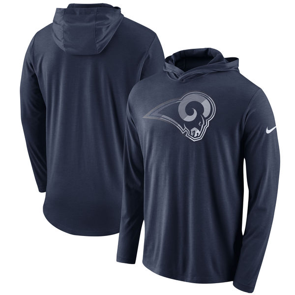 Los Angeles Rams Nike Blend Performance Hooded Long Sleeve T-Shirt Navy
