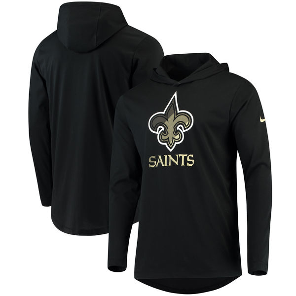 New Orleans Saints Nike Blend Performance Hooded Long Sleeve T-Shirt Black