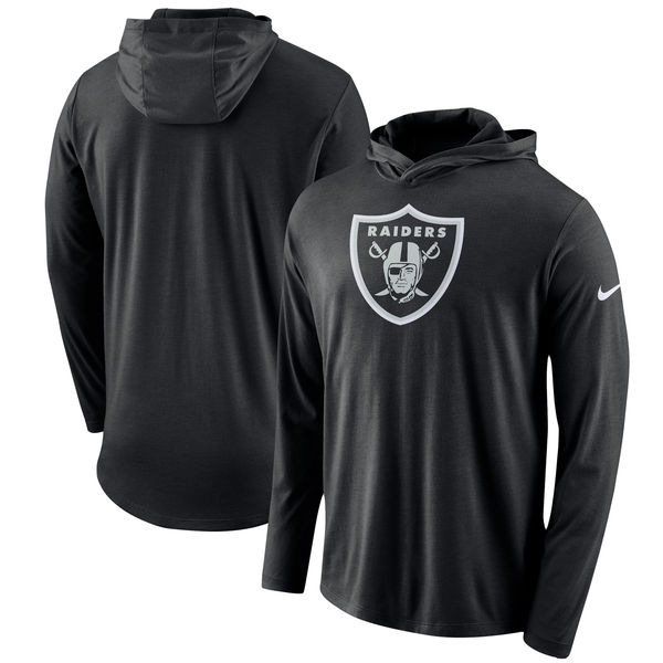 Oakland Raiders Nike Blend Performance Hooded Long Sleeve T-Shirt Black