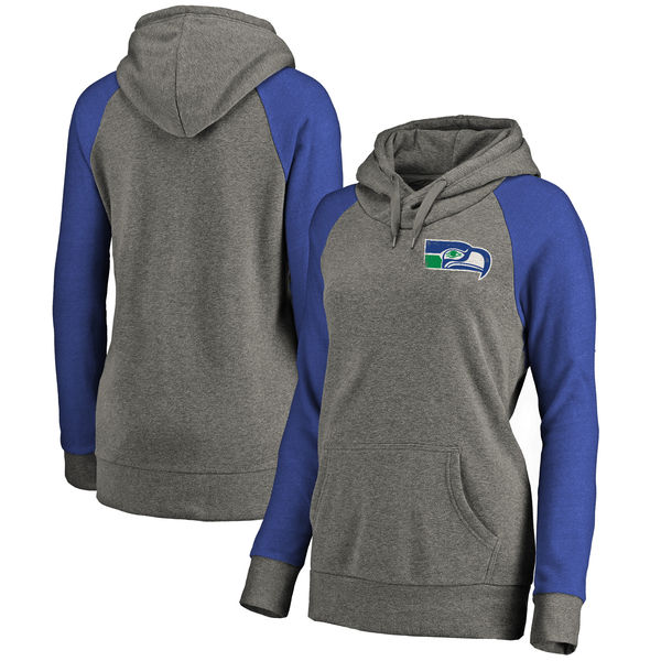 Seattle Seahawks NFL Pro Line by Fanatics Branded Women's Plus Sizes Vintage Lounge Pullover Hoodie Heathered Gray - Click Image to Close