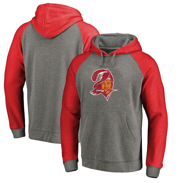 Tampa Bay Buccaneers NFL Pro Line by Fanatics Branded Throwback Logo Tri-Blend Raglan Pullover Hoodie Gray/Red