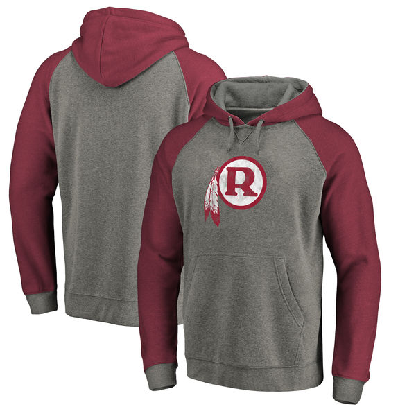 Washington Redskins NFL Pro Line by Fanatics Branded Throwback Logo Tri-Blend Raglan Pullover Hoodie Gray/Burgundy