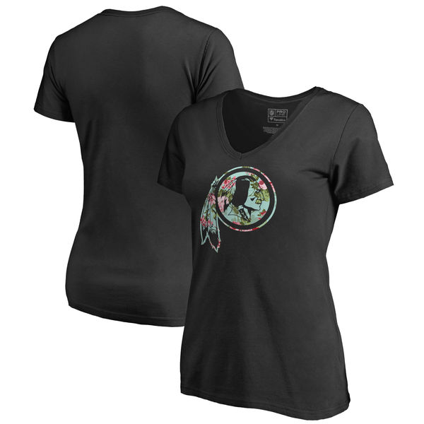 Washington Redskins NFL Pro Line by Fanatics Branded Women's Lovely Plus Size V Neck T-Shirt Black - Click Image to Close