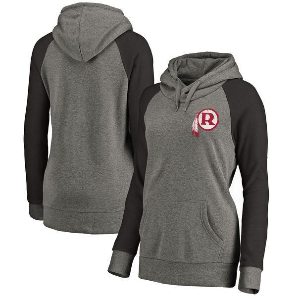 Washington Redskins NFL Pro Line by Fanatics Branded Women's Plus Sizes Vintage Lounge Pullover Hoodie Heathered Gray - Click Image to Close