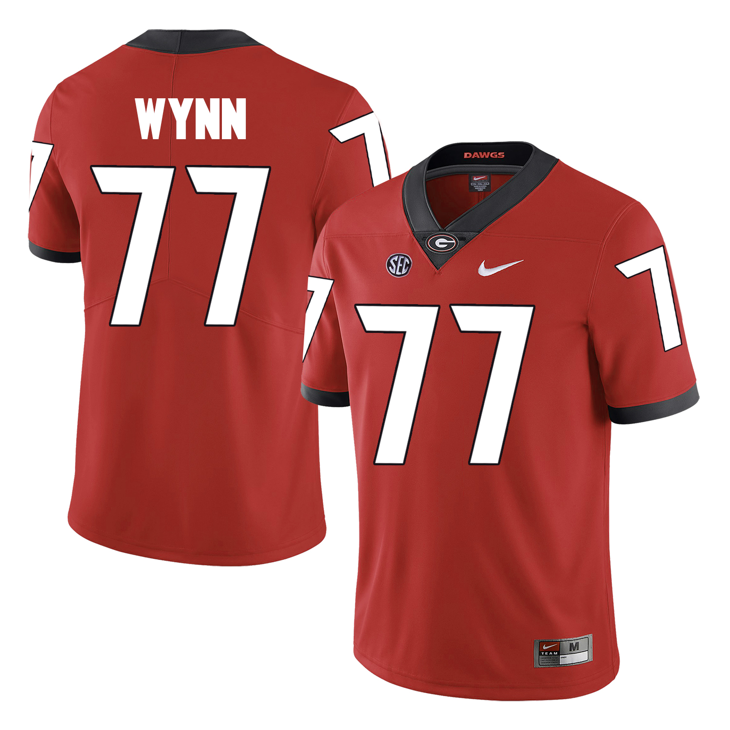 Georgia Bulldogs 77 Isaiah Wynn Red College Football Jersey - Click Image to Close