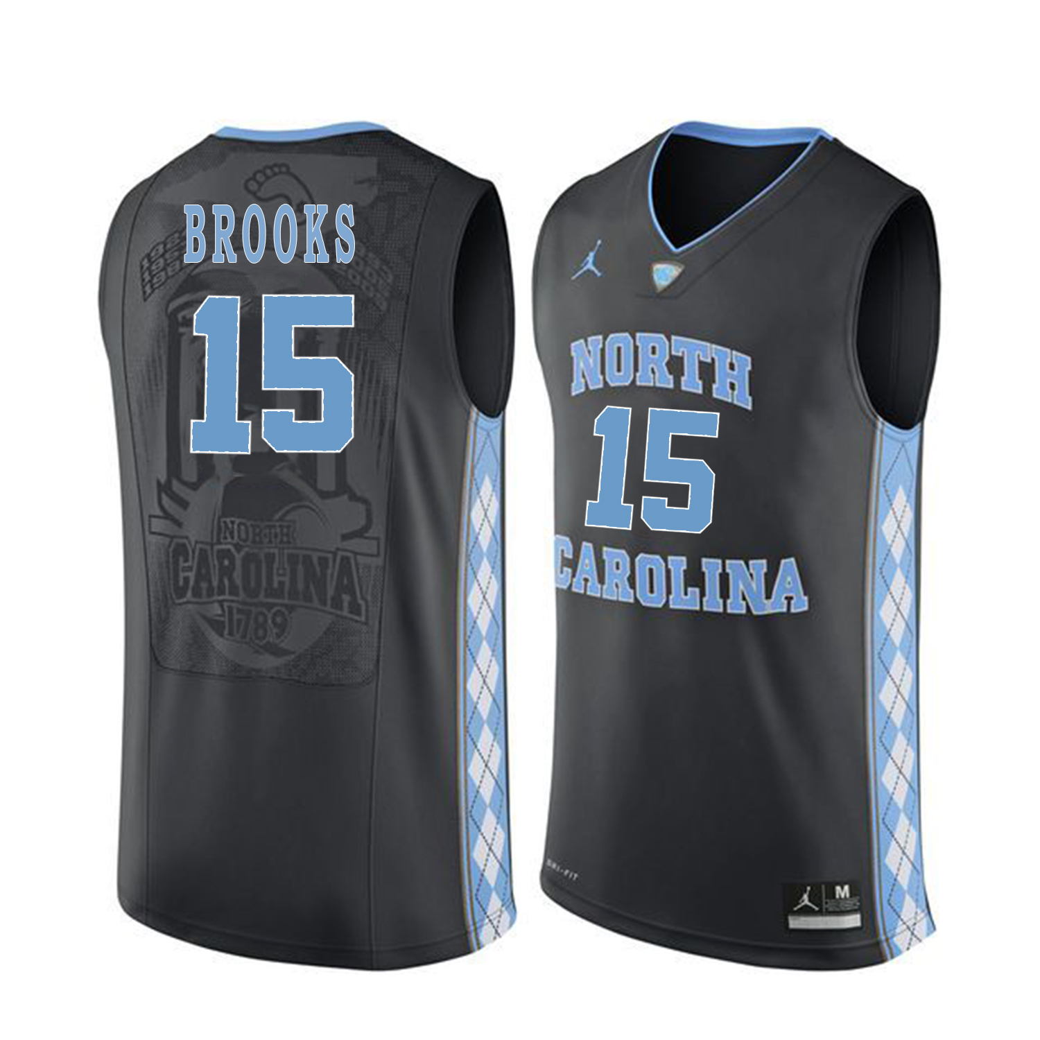 North Carolina Tar Heels 15 Garrison Brooks Black College Basketball Jersey