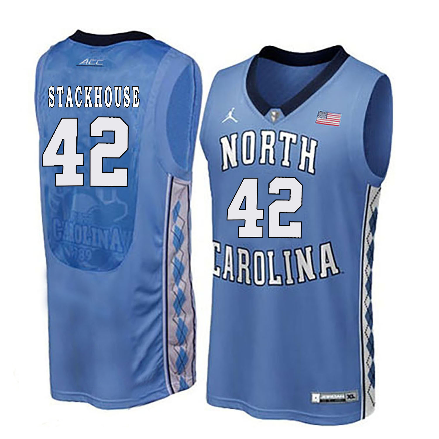 North Carolina Tar Heels 42 Jerry Stackhouse Blue College Basketball Jersey