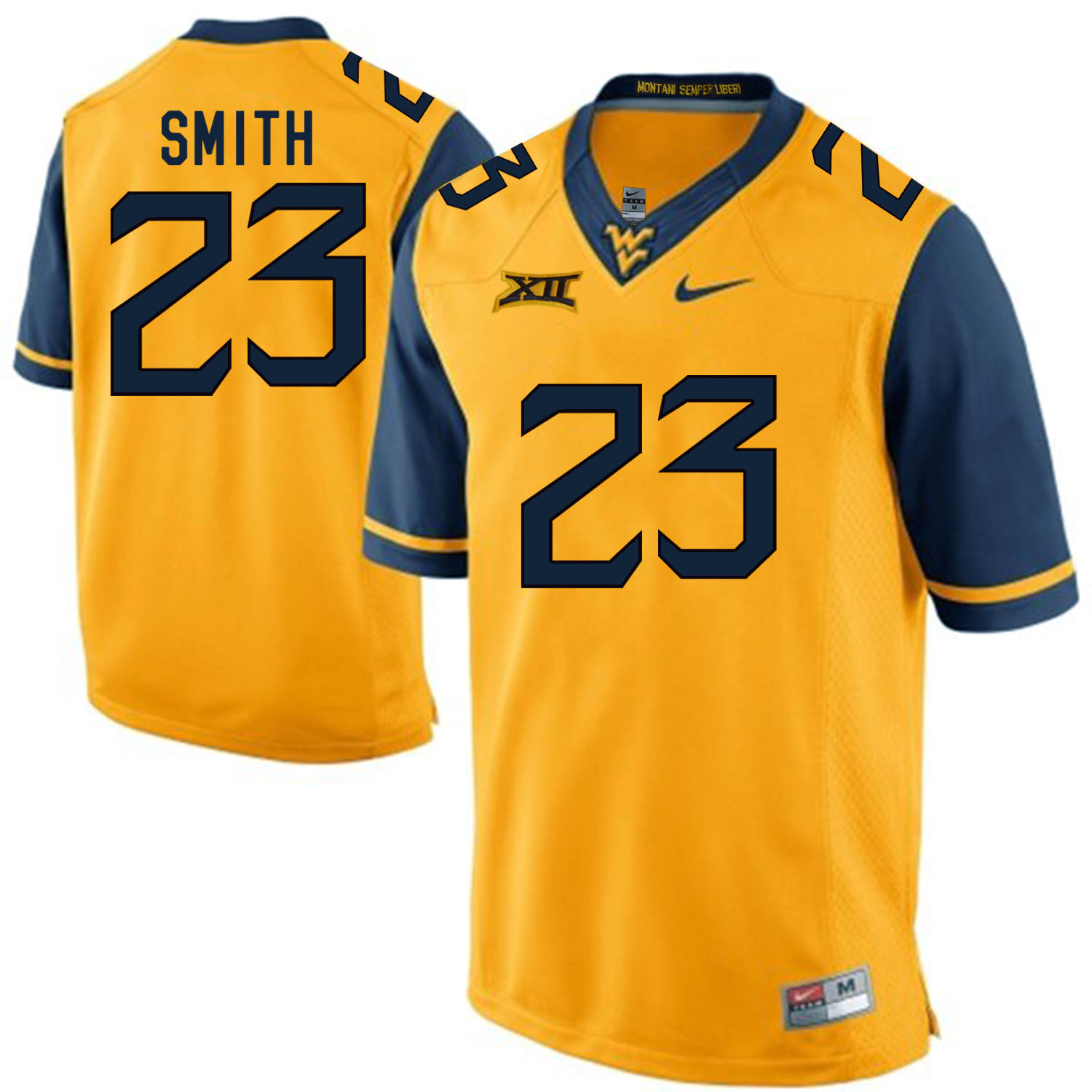 West Virginia Mountaineers 23 Geno Smith Gold College Football Jersey